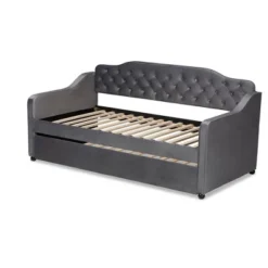 Freda Velvet Fabric Upholstered Button Tufted Daybed With Trundle - Baxton Studio -Baxton Studio Store GUEST 3131de00 84f6 4629 887f c6be37ae13fa