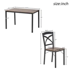 Modernluxe 5-Piece Wooden Dining Set With Metal Frame And 4 Ergonomic Chairs Brown-Industrial -Baxton Studio Store GUEST 3269fa39 09f0 47bd 87e5 945f120abf76
