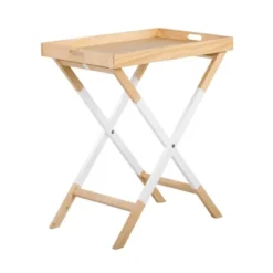 Remus Folding Tray Table Oak Brown/White - Universal Expert