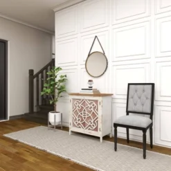 Natural Wood Cabinet With Trellis Doors Light Brown - Olivia & May -Baxton Studio Store GUEST 34b77ac7 bc05 4675 ad89 3a584234e47d