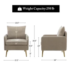 Giovann Wooden Upholstered Accent Chair Comfy Armchair Living Room And Bedroom Armchair With Metal Legs | Karat Home -Baxton Studio Store GUEST 35138115 620c 4ecf acf9 39bc4f4b9291