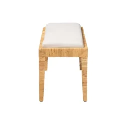 Sofia Rattan And Mahogany Wood Bench White/Natural Brown - Baxton Studio -Baxton Studio Store GUEST 35a959f7 d2d6 41e1 abac f2544de8c0b3