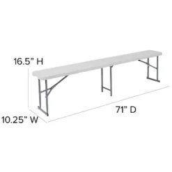 Emma And Oliver 10.25"Wx71"L Portable Bi-Fold Granite White Plastic Bench -Baxton Studio Store GUEST 360f38ef cb52 45bf bbe6 4885bb81d760