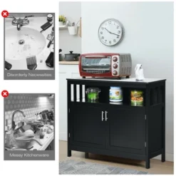 Costway Kitchen Buffet Server Sideboard Storage Cabinet W/2 Doors & Shelf WhiteBlack -Baxton Studio Store GUEST 368f8cf7 7992 4d26 bde3 d22d5d91689c