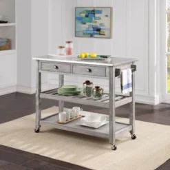 Sonoma Kitchen Cart With Stainless Steel Top - Boraam -Baxton Studio Store GUEST 374e19e7 a84f 46c3 97df c425384c8daa