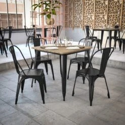 Flash Furniture Declan Commercial Grade Indoor/Outdoor Dining Table, 31.5" Square All Weather Poly Resin Top With Steel Base -Baxton Studio Store GUEST 37de4e48 8e4a 4128 a569 d30c6583a694