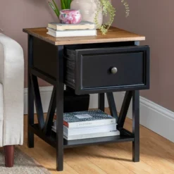 Set Of 2 Farmhouse Single Drawer V Frame Nightstands - Saracina Home -Baxton Studio Store GUEST 37e94c5e 823d 4fff b6b8 c64e0f45834b