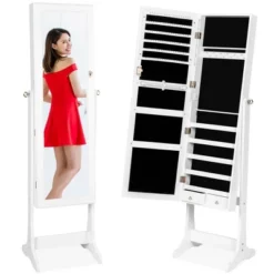 Best Choice Products 6-Tier Standing Mirror Lockable Storage Organizer Cabinet Armoire W/ Velvet Interior -Baxton Studio Store GUEST 3847c497 3606 4995 9129 4709b6822828