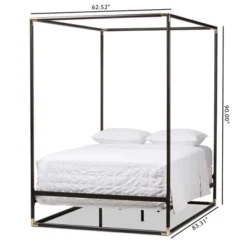 Queen Eva Vintage Industrial Finished Metal Canopy Bed Black - Baxton Studio -Baxton Studio Store GUEST 387a32ea 690d 4b69 bf47 12241ffc93a1
