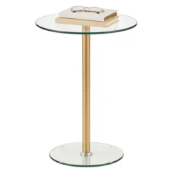 MDesign Metal And Glass Top Round Accent Table -Baxton Studio Store GUEST 38a7ae40 e03a 4799 a81c 2df3826c65bb
