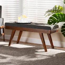 Alona Medium Wood Dining Bench Gray - Baxton Studio -Baxton Studio Store GUEST 39a6b463 58ba 4b32 8aa0 114f8a38da17