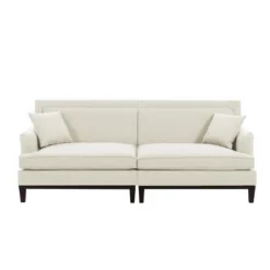81.8" Upholstered Country Loveseat Sofa With Wooden Legs And Two Throw Pillows-ModernLuxe -Baxton Studio Store GUEST 39bd4bc8 c233 4ee0 967a e981d358fa4a