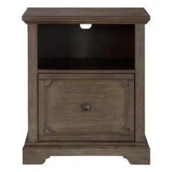 Toulon Wood Lateral File Cabinet With Casters In Dark Oak - Lexicon