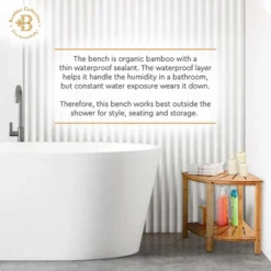 Bambusi Bamboo Corner Bench With Shelf For Bathroom, Living Room, Entryway Or Outside -Baxton Studio Store GUEST 3a384798 a0e5 41dd a6d3 e8b084084fd9