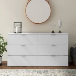 Delmar Wood 6 Drawer Dresser Matte White - Hillsdale Furniture