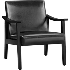 Yaheetech Modern Faux Leather Upholstered Armchair Accent Chair With Solid Wood Legs -Baxton Studio Store GUEST 3a93d5bc cfe5 401c b514 df48c6a45610