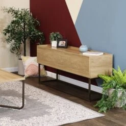 Sunnydaze Decor Sunnydaze Indoor Industrial-Style Sideboard Buffet Table - MDP With Powder-Coated Steel Frame - Brown -Baxton Studio Store GUEST 3b362f10 79af 4b7d 8757 77aa9226a693