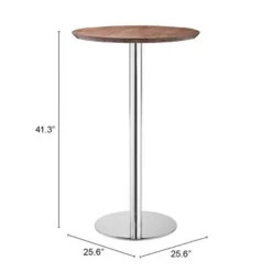 41" Elegant Chromed Steel Round Bar Table Walnut - ZM Home -Baxton Studio Store GUEST 3b502530 c584 4bb4 85ec b0c798260346