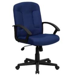 Emma And Oliver Mid-Back Fabric Executive Swivel Office Chair With Nylon Arms -Baxton Studio Store GUEST 3bba801e 44f3 4ceb bb03 14218440125b