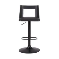 Milan Adjustable Swivel Faux Leather Metal Barstool Black - Armen Living