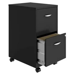 Space Solutions 18 Inch Wide Metal Mobile Organizer File Cabinet For Office Supplies And Hanging File Folders With 2 File Drawers, Charcoal