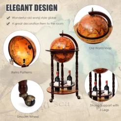 Costway 17.5'' Wood Globe Wine Bar Stand 16th Century Italian Rack Liquor Bottle Shelf -Baxton Studio Store GUEST 3c29ab6e 6116 4d36 991a 29844edb972a