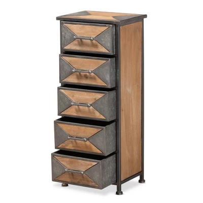 Laurel Wood 5 Drawer Cabinet Gray/Brown - Baxton Studio 1 Laurel Wood 5 Drawer Cabinet Gray/Brown - Baxton Studio