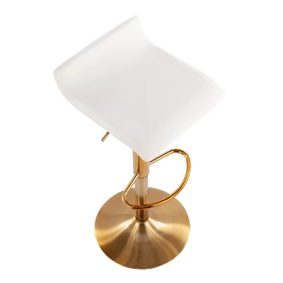 Set Of 2 Ale Contemporary Adjustable Height Barstools Steel/Velvet Gold/Cream - LumiSource 6 Set Of 2 Ale Contemporary Adjustable Height Barstools Steel/Velvet Gold/Cream - LumiSource - Image 6