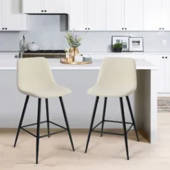 26" Bingo Black Leg With Upholstered Counter Height Stool (Set Of 2 ) -Maison Boucle -Baxton Studio Store GUEST 3d34de5a cf8d 490c 918b e359ee5edef1