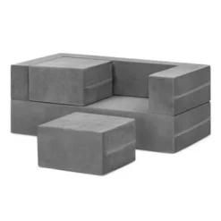 Delta Children Kids' And Toddlers Convertible Sofa And Play Set - Modular Foam Couch And Flip Out Lounger With 2 Ottomans - Gray - 3ct -Baxton Studio Store GUEST 3da37a5e 1da3 440d bee0 a90c954813e9