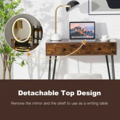 Costway Vanity Table Set Lighted Mirror Storage Drawer Shelf Cushion Stool -Baxton Studio Store GUEST 3dc666de 7160 4fa4 b86e de0fc671f5a9