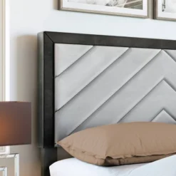 Blake Chevron Stitched Upholstered Platform Bed - Eco Dream -Baxton Studio Store GUEST 3e42e420 8523 4469 accb 873557450d12