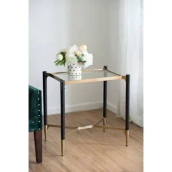 Park View Rectangle Occasional Side Table Black/Gold - A&B Home