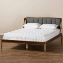 Helsa Mid-Century Modern Platform Bed Walnut/Brown/Gray - Baxton Studio -Baxton Studio Store GUEST 3ec33bfa fcc3 40b7 849a 2615dcabb91e