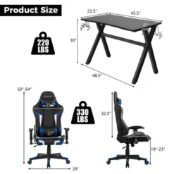 Costway X-Shaped Gaming Desk & Racing Style Massage Chair Set Home Office Black+White/Blue/Grey/Red -Baxton Studio Store GUEST 3f6f4810 fcc8 41f9 9b88 acf5626eb94c