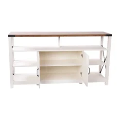 60" Brayden Modern Farmhouse TV Stand For TVs Up To 64" With Storage Cabinets White/Rustic Oak - Taylor & Logan -Baxton Studio Store GUEST 3fa19036 bb6f 421c 87a7 5a7dcf116962