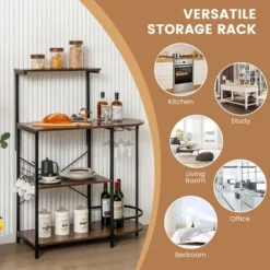 Costway Kitchen Bakers Rack Microwave Stand Coffee Bar W/ S-Hooks & Stemware Holder 15 Costway Kitchen Bakers Rack Microwave Stand Coffee Bar W/ S-Hooks & Stemware Holder -Baxton Studio Store GUEST 3fbb20fb b735 4959 8532 930b81a90532