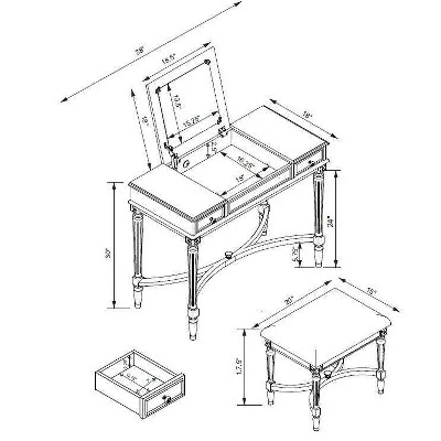 Cyndi Wash Vanity Gray - Linon 16 Cyndi Wash Vanity Gray - Linon - Image 16