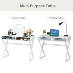 Costway Modern Computer Desk Writing Desk Makeup Vanity Table Storage -Baxton Studio Store GUEST 4102989a 5e0c 44e7 b5e6 97dbdc7578ab