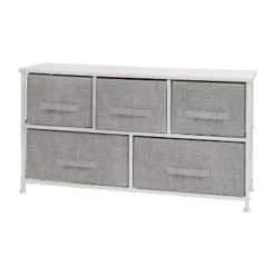 Emma And Oliver 5 Drawer Storage Chest With Wood Top & Dark Fabric Pull Drawers -Baxton Studio Store GUEST 415e071b c464 417e a26a aaec1a626e5c