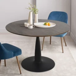 40'' Harold Foil Round Top Black Base Round Pedestal Dining Table -The Pop Maison -Baxton Studio Store GUEST 4210d42c 327f 4a9a a391 5bb43acde06d