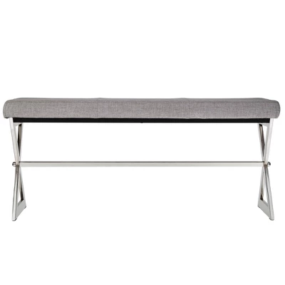 Ornelas Metal Base Linen Bench Gray - Inspire Q 4 Ornelas Metal Base Linen Bench Gray - Inspire Q - Image 4