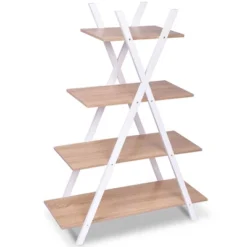Costway 4-Tier Bookshelf Storage Display Shelves Bookcase Ladder X-Shape -Baxton Studio Store GUEST 42d999e7 4e52 4396 b645 3a46e8df9d9b