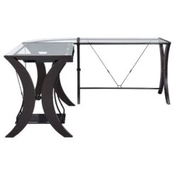 Monterey Glass Top L-Shape Computer Desk Cappuccino - Coaster -Baxton Studio Store GUEST 439fcbfc 587f 4e44 9b3d 8531d1b33dc3