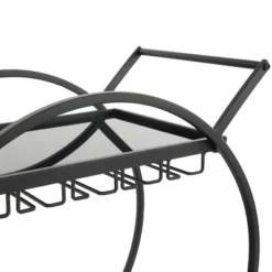 Contemporary Metal Round Bar Cart - Olivia & May -Baxton Studio Store GUEST 43b1b80f 5383 4b43 be07 5821b06a0ab0