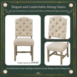 5 PCS Extendable Wood Dining Table Set With Round Table And 4 Upholstered Chairs-ModernLuxe -Baxton Studio Store GUEST 43bcd3a4 e433 497a a0d1 1cc68d07d469