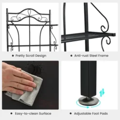 Costway 5-Tier Metal Kitchen Bakers Rack Microwave Storage Rack Oven Stand With Wine Organizer -Baxton Studio Store GUEST 43bd73a8 ef85 4a87 8684 000c1e4425a9