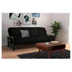 Nadia Metal Futon Frame With Wood Armrest - Room & Joy -Baxton Studio Store GUEST 441498eb 0201 414f b0c9 8e58559a746c