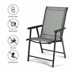 Costway 2PCS Folding Chairs Steel Frame Patio Garden Outdoor W/ Armrest & Footrest -Baxton Studio Store GUEST 448e10cf aed8 4aab a11d 119ed132fa30