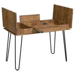 Sheeran Storage Writing Desk With Hairpin Legs Rustic Amber - Coaster -Baxton Studio Store GUEST 45486e9e 12b4 4b81 99d0 f31dbf4e2943